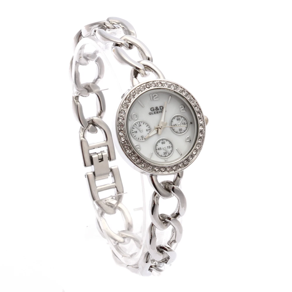 

XG58 New Fashion Women's Wrist Watch Analog Quartz Watches Stainless Steel Band Three Dials Silver