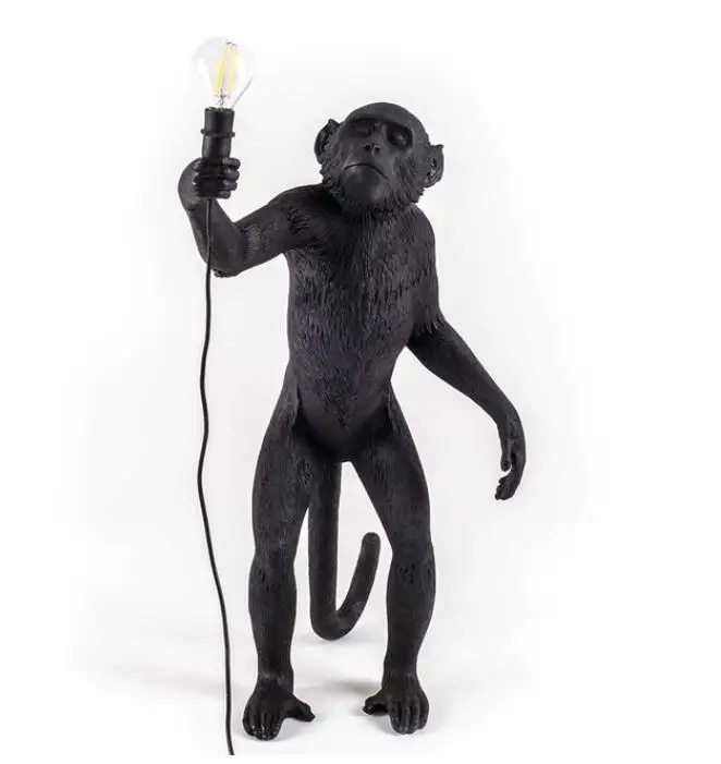 Resin Black White Monkey Pendant Light For Living Room Lamps Art Parlor Study Room Led Lights lustre With E27 Dimming Led Bulb - Цвет корпуса: Black  table lamp2