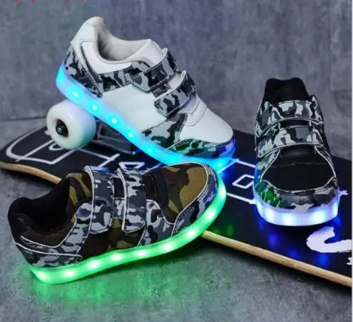 

2018 Baby Girl Pu Leather Sport Led Sneaker Children Kid Boy Fashion Luminous Toddler Glowing Light USB Shoe EU Size 25-36