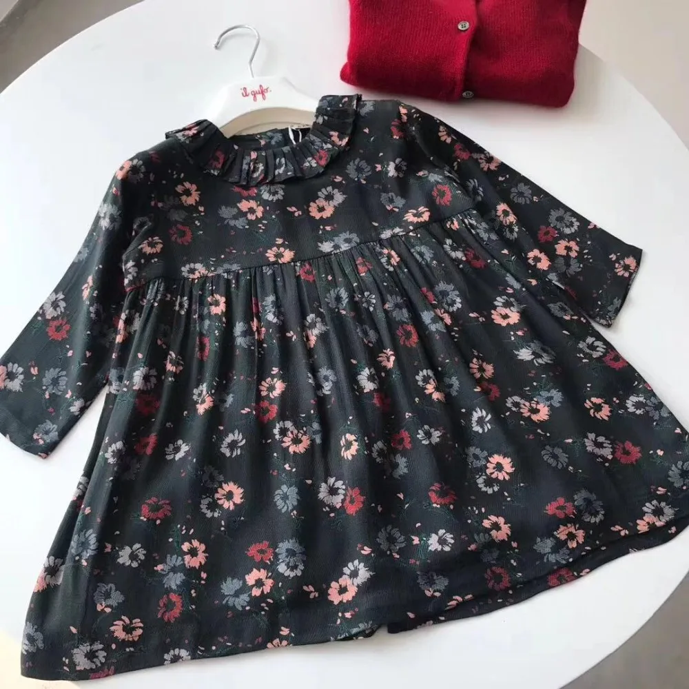 

Brand Flower Printed Dress Girls Spring Princess Party Boutique Floral Dress Toddler Girl Dress Long Sleeve