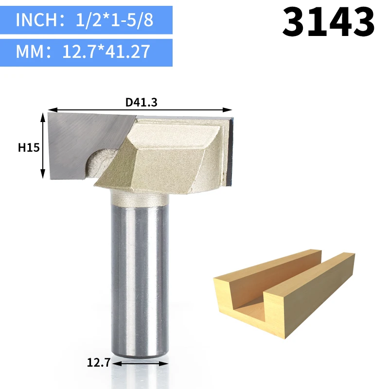 HUHAO 1pcs 1/2" Shank CNC Cleaning bottom router bit Woodworking Tools two Flute endmill router bits for wood cutting tools - Длина режущей кромки: 3143