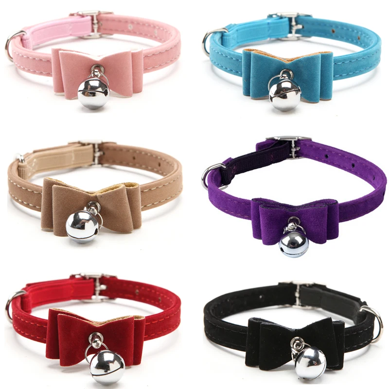 Personalized Cat Collar Kitty Cat Collars Safety Pet Dog Harnesses Hot Selling Cute Bell Cat Dog Collars Adjustable Leather 30S1