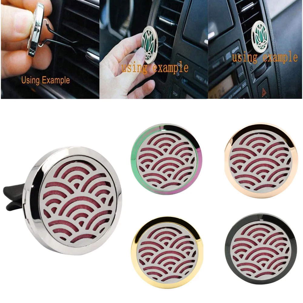 

High Quality Stainless Creative Car Air Vent Freshener Essential Oil Diffuser Freshener Gift Locket Round pattern For Car/House