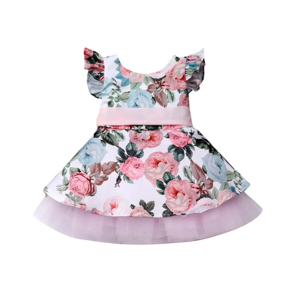 Toddler Baby Girl Princess Lace Flower Tutu Dress Ruffles Party Sundress Outfits