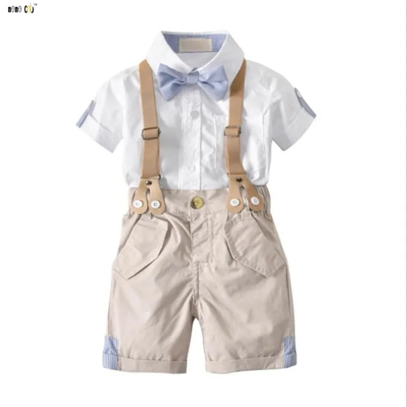 

Getleman Baby Formal Suit Boy Summer 2018 Short Sleeve Striped Cotton Kids Clothing Set Two Pieces For 1 2 3 4 Years Boy Clothes