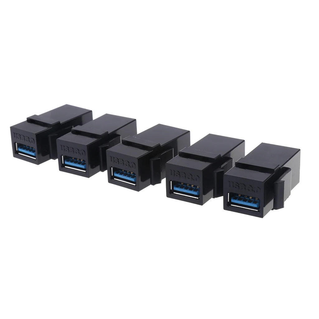 5 Pcs USB 3.0 Keystone Jack Coupler Insert Snap A Female to A Female Jack Snap-in Connector Socket Adapter Port For Outlet Panel