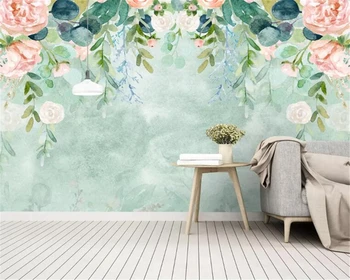 beibehang Custom photo 3d wallpaper Nordic small fresh hand-painted watercolor cartoon flowers mural background wall wallpaper beibehang custom wallpaper hand painted fried chicken beer wallpaper korean barbecue background decorative wall 3d wallpaper