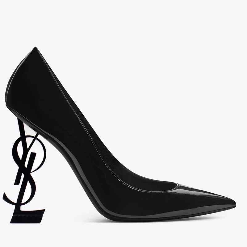

Black cat heel, real lacquer leather high heel, sexy super high heel, shallow pointed new fashion women's single shoes