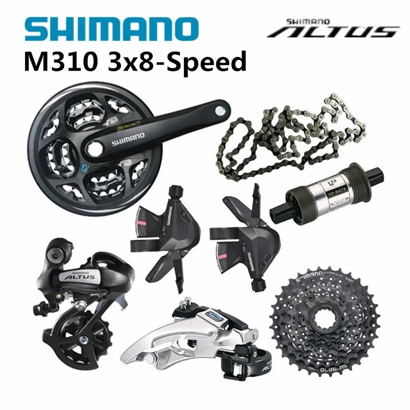 Shimano M310 3x8 Скорость 24s Набор групп MTB велосипед Кривошип переключатель переключения передач кассета с цепью 7 шт. Продукт включает: M311 Кривошип