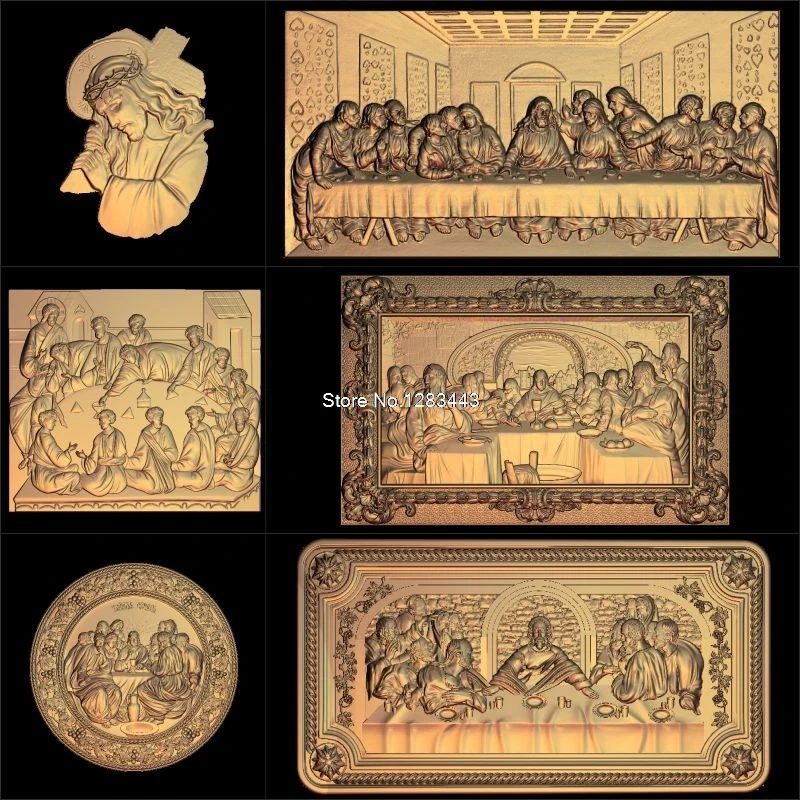 6pcs Jesus_Lords Supper 3d model STL relief for cnc STL format Lords Supper 3d Relief Model STL Router 3 axis Engraver ArtCam