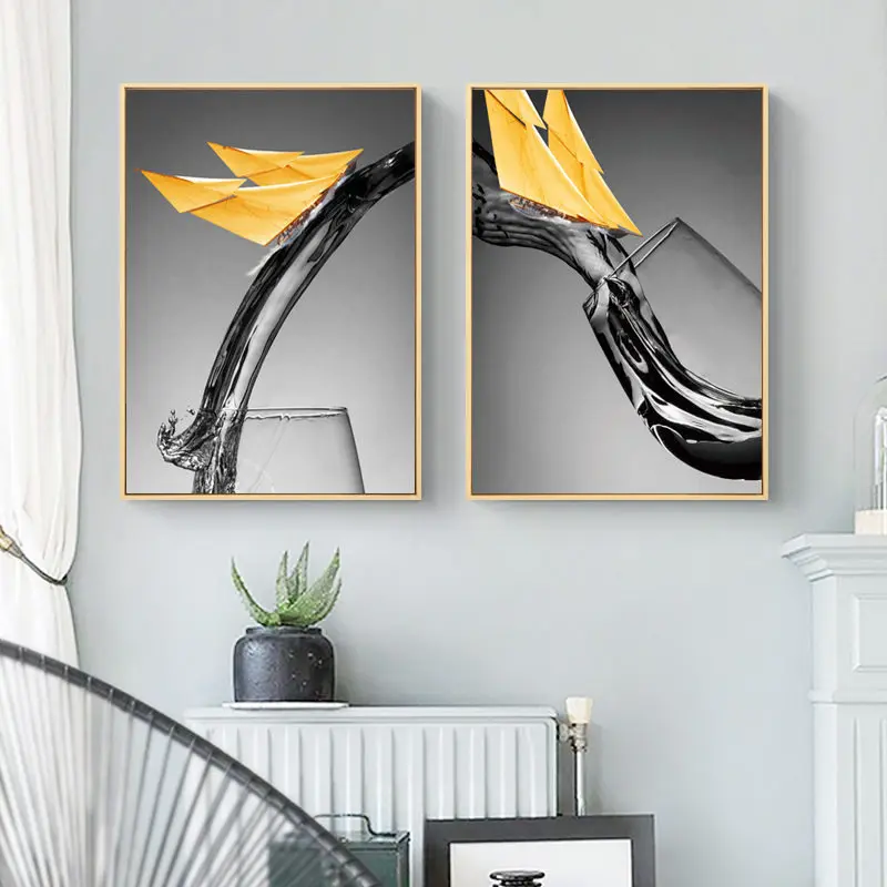 

Nordic Home Decor Canvas Painting Modern Europe Cup Sailboat Wall Art Poster Picture Scandinavian Minimalist Print for Bedroom