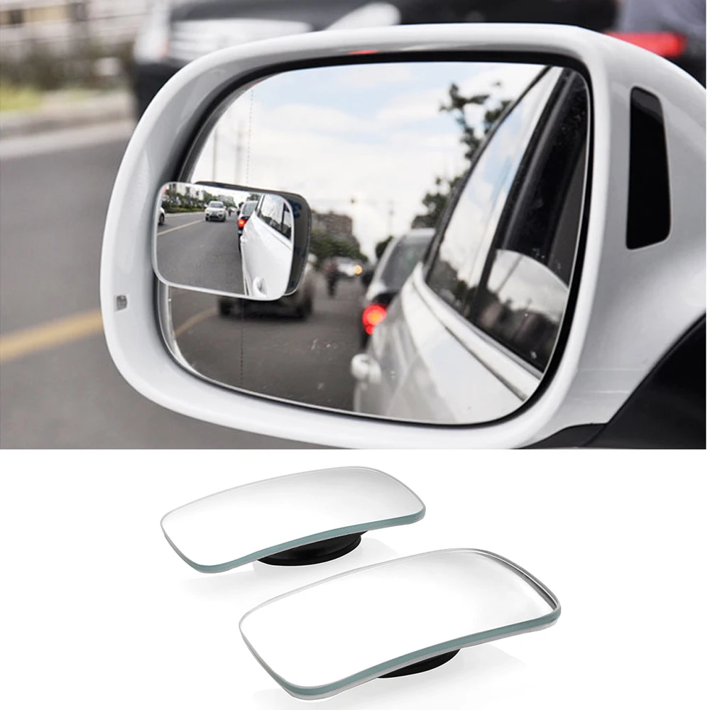 1Pair Blind Spot Mirror, HD Glass Convex Lens Frameless Adjustable ...