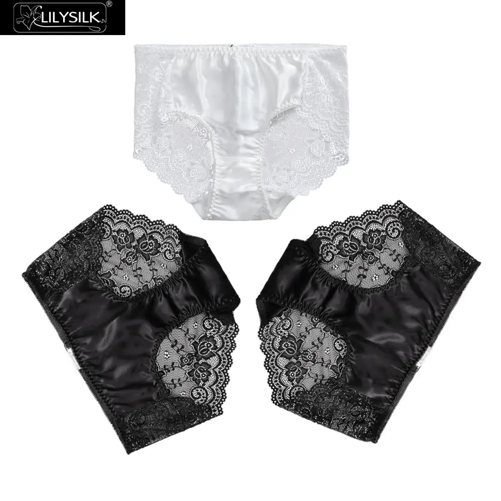 Lilysilk Panties 3 Pack Bikini Silk Sexy Femine Lace Free Shipping on