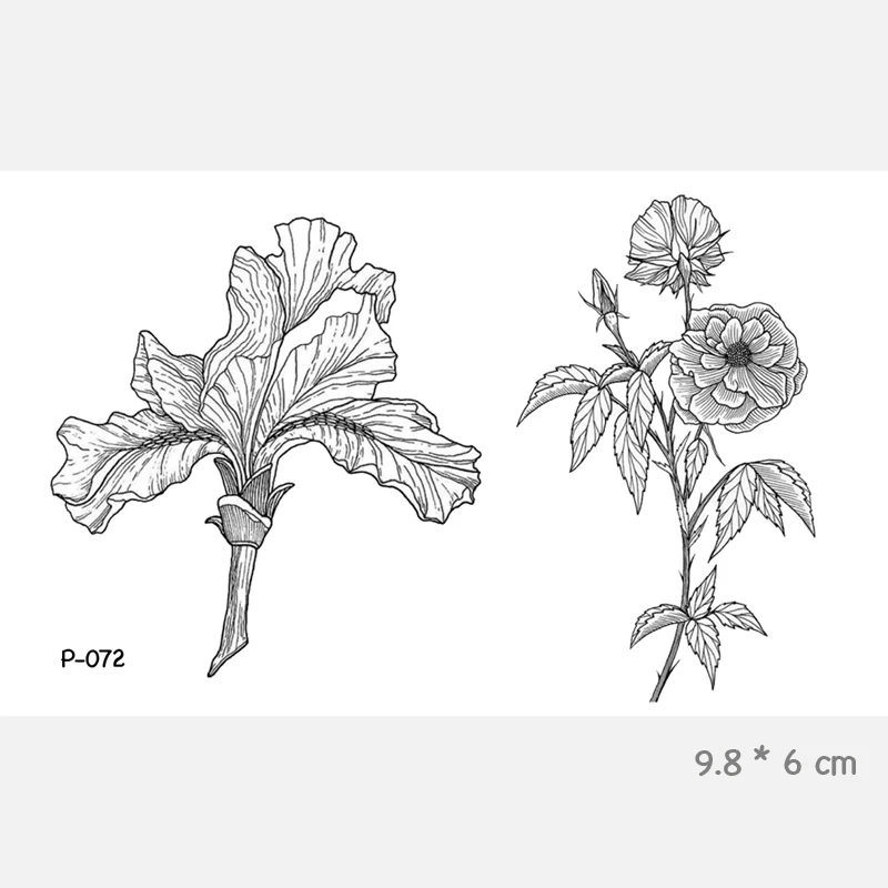 WYUEN, Акварельные Цветы, водонепроницаемые Временные татуировки, наклейки для взрослых, детей, боди-арт, поддельные татуировки для женщин, мужчин, татуировки, P-080