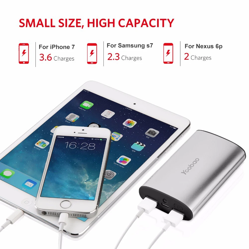 Yoobao маленькое портативное зарядное устройство для Xiaomi Mi 10000 мАч Pover Bank портативное зарядное устройство Внешняя батарея для iPhone 8 7 6 5 4 SE X PoverBank
