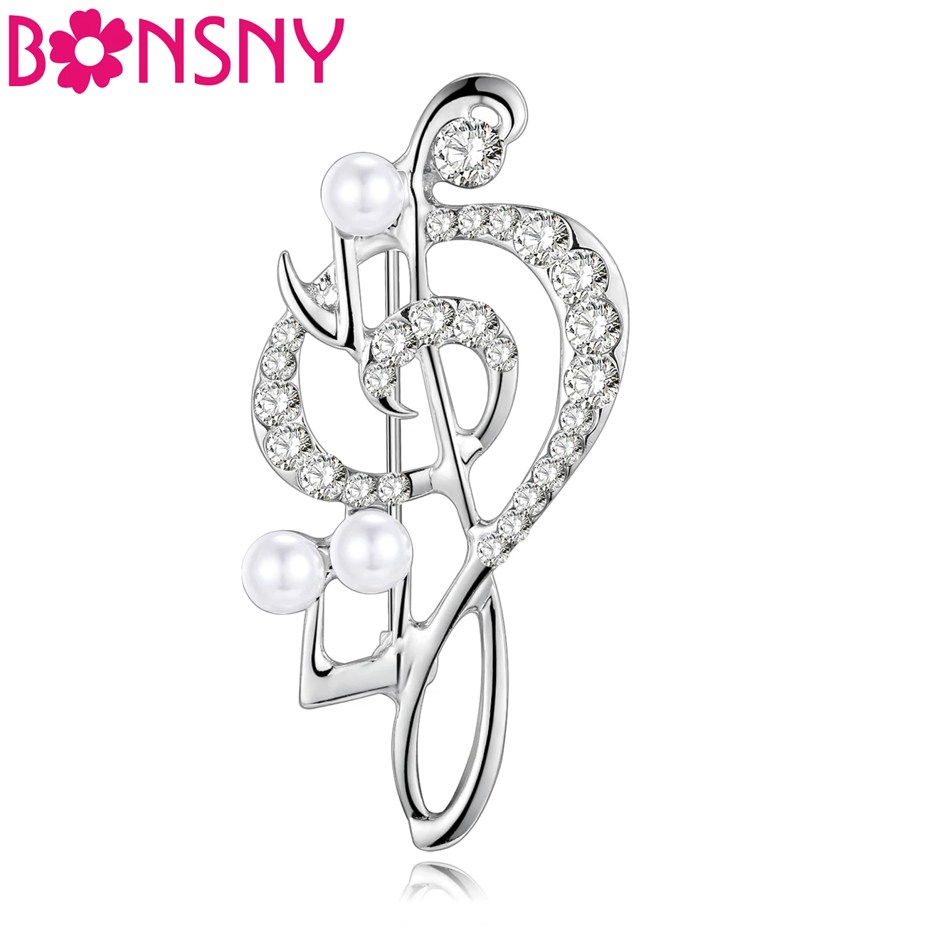 

Bonsny Rhinestone Alloy Musicial Note Brooches For Women Brooch Pin Collar Suit Scarf Decoration 2017 New Fashion Jewelry