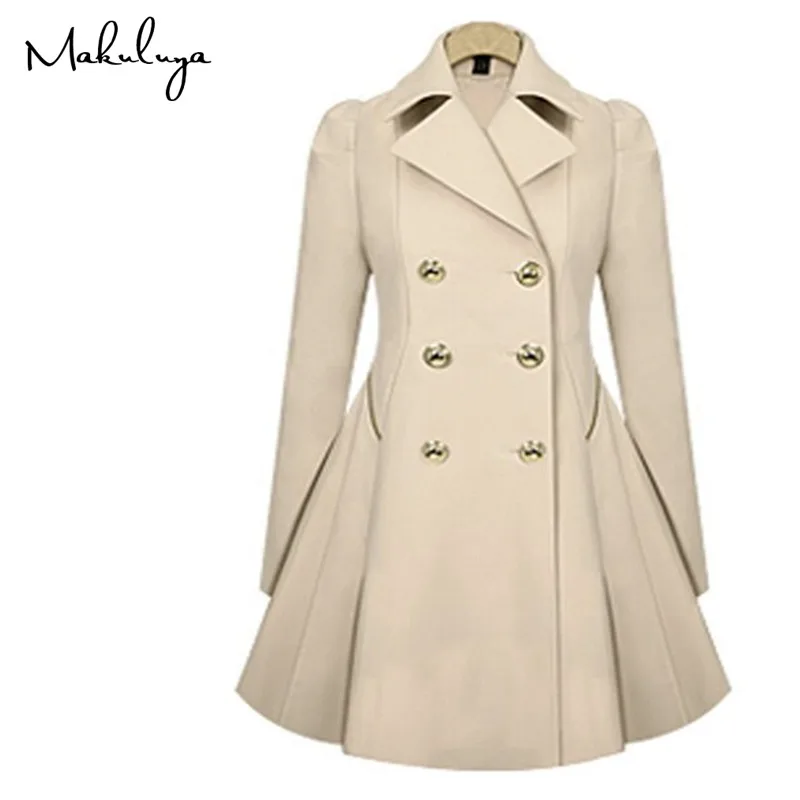

Makuluya Spring Autumn style Elegant fashion long commuter windbreaker jacket Double-breasted lapel dress coat QW