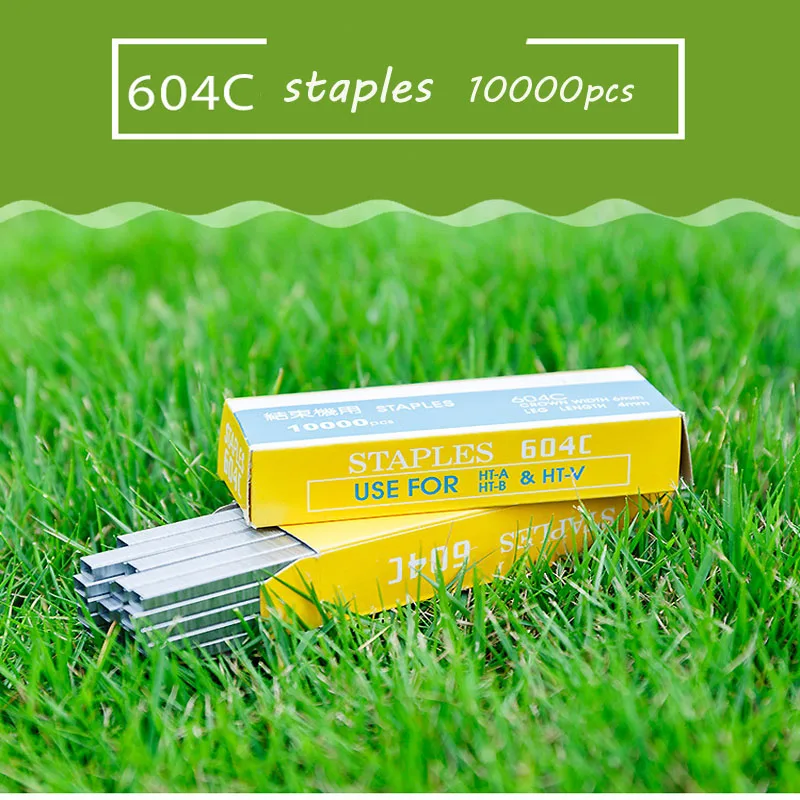 10000pcs Tapetool Tapener Tying Staple pin Nail Tape Tool fruit tree Secateurs Machine Pack Plant Garden Trunk Connect 604c