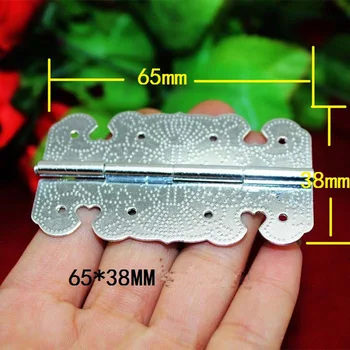 

12PCS 65x38mm White Cabinet Door Luggage Aluminum Hinge 8 Holes Decor Furniture Decor Antique Vintage Heart Flower Dot Hinge