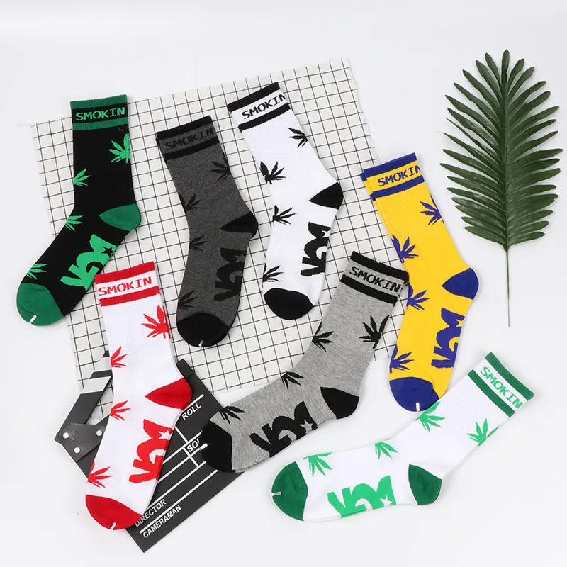 unisex new casual cotton socks maple skateboard street hip hop men's ...