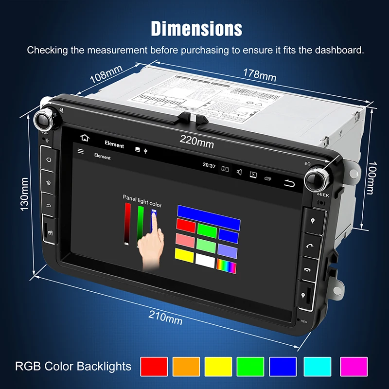 Excellent Pumpkin Car Multimedia Player2 din 8"IPS Car Radio GPS Android 8.1 2G RAM Car Stereo No DVD Player For VW/Skoda/Golf/Volkswagen 5