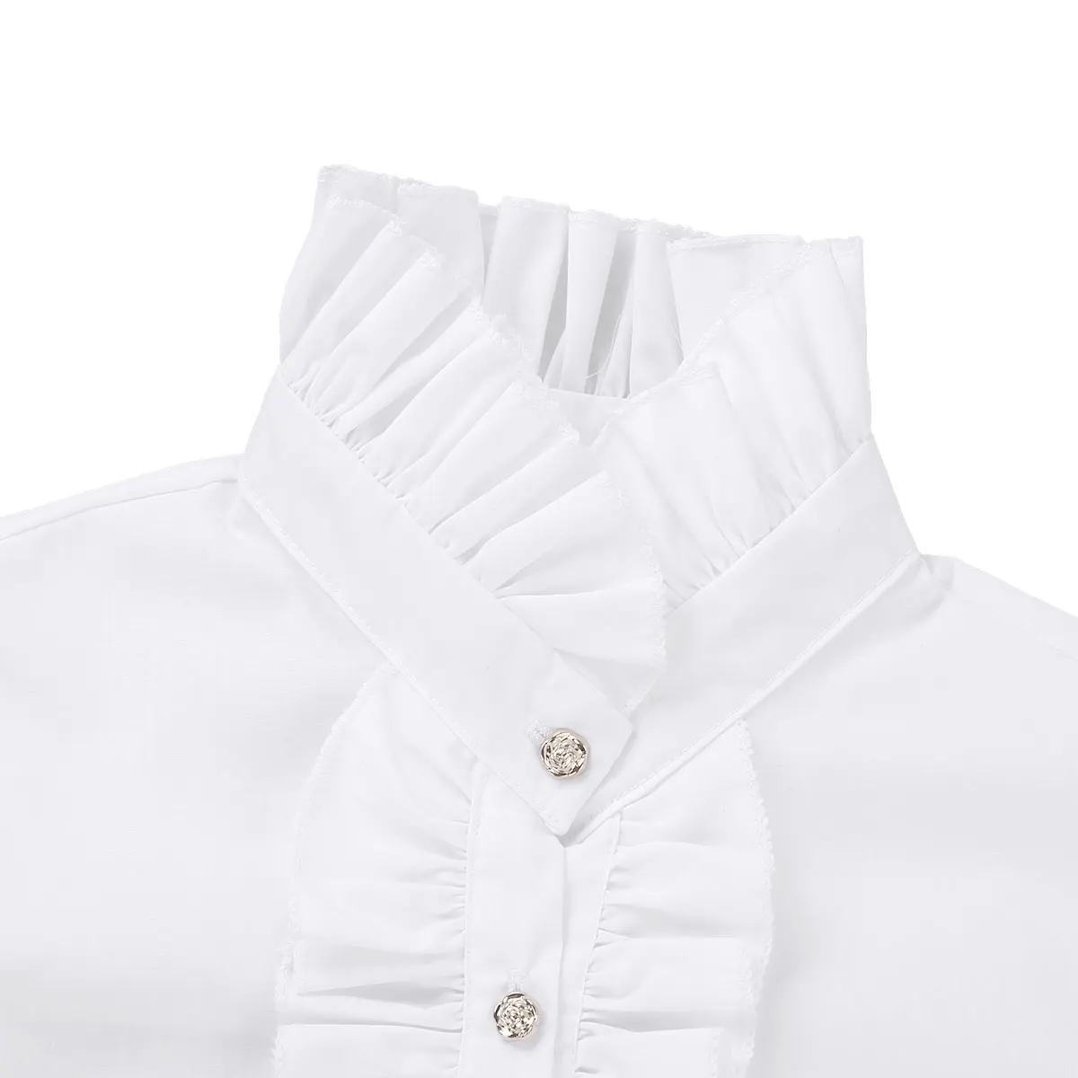 MSemis, Женская винтажная блузка с воротником-стойкой и съемными оборками, полублузка со стоячим воротником, одежда с золотыми пуговицами на шее