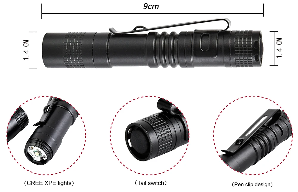 Litwod Z50 мини-ручка светильник Q5 1000LM светодиодный светильник Фонарь карманный светильник водонепроницаемый фонарь AAA батарея мощный для кемпинга