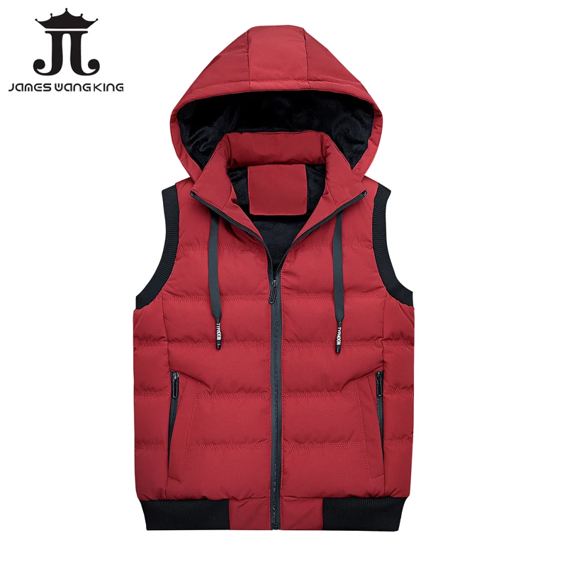 

Plus size XXXL vest men 2018 new Casual sleeveless hoodie winter warm red waistcoat zipper slim sleeveless jacket 1807