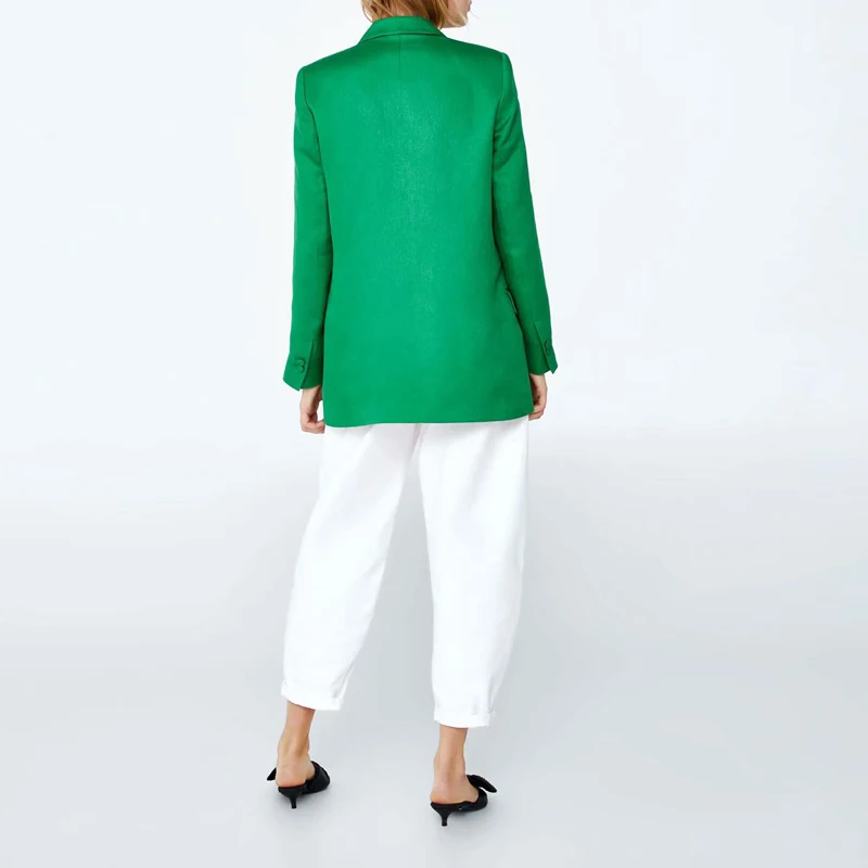 2019 New Green Women's Jacket And Blazers Solid Shawl Collar Pockets Suit Coat Female Long Sleeve Office Blazer Women Outerwear