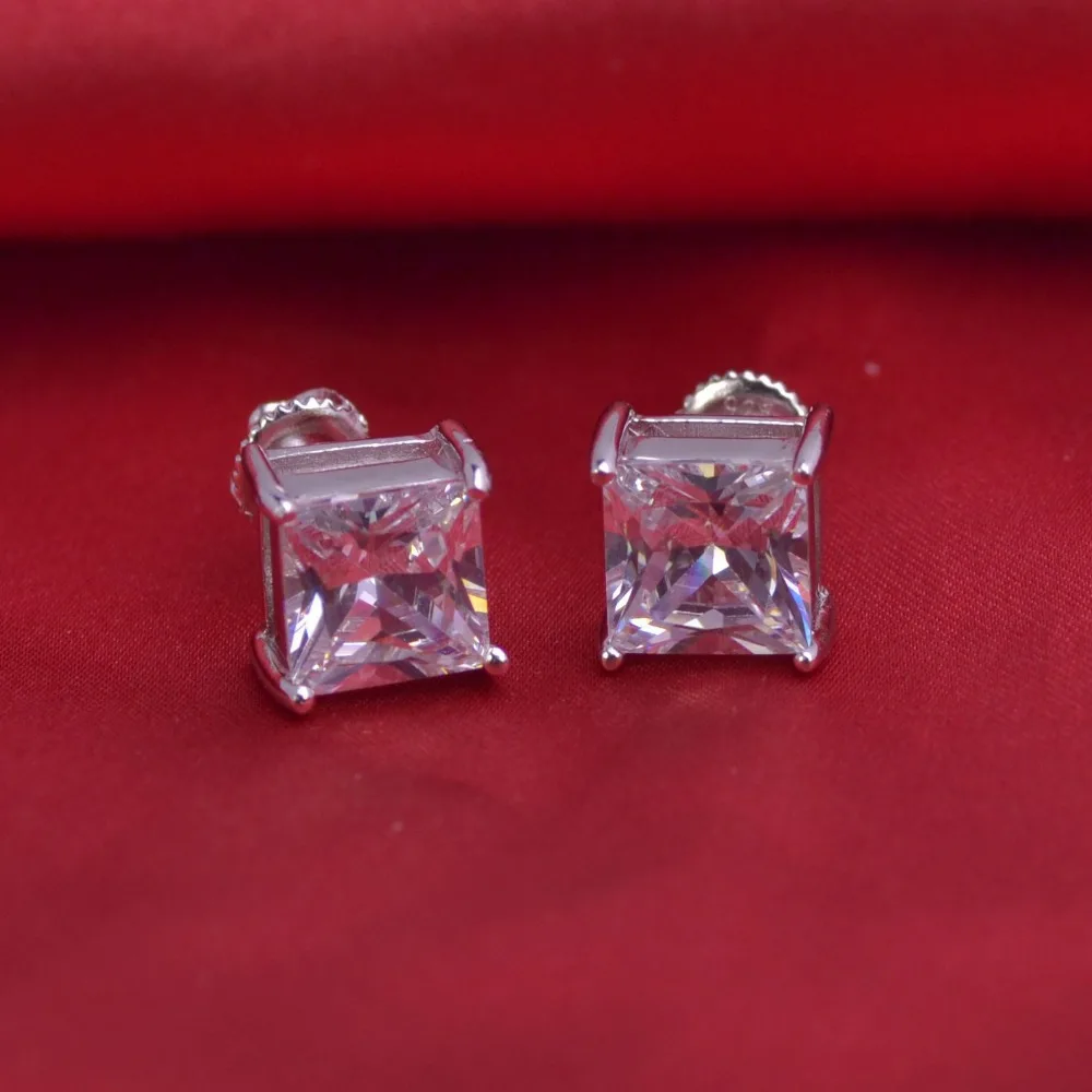 

LSE941Stud Earrings 925 sterling silver ScrewBack earrings stone 8mm,