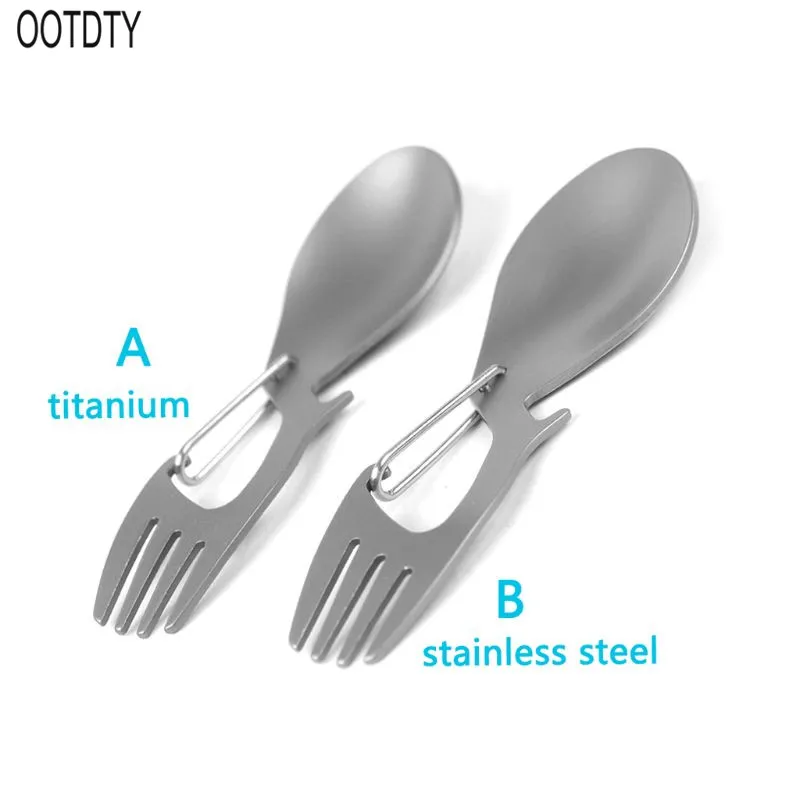

Titanium Camping Tableware Fork Spoon Bottle Opener Outdoor Picnic Hang Buckle