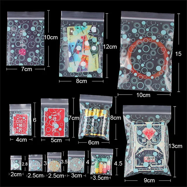 100Pcs Mini Ziplock Bags Small Plastic Zipper Bag Packaging Pill Bags ❤XH