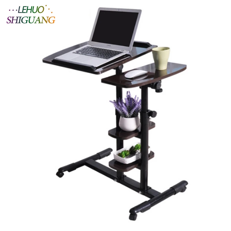 Laptop table Wooden standing office desk Height adjustable