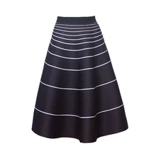 Пространство хлопок волна рыбий хвост длинные юбки Русалка в полоску Хепберн юбка-пачка 8209