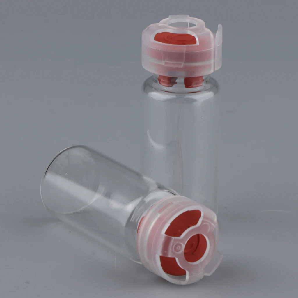 20Pcs 10ml Empty Sterile Glass Sealed Serum Vials Bottles Liquid Containers Transparent Body - 6 Colors Optional