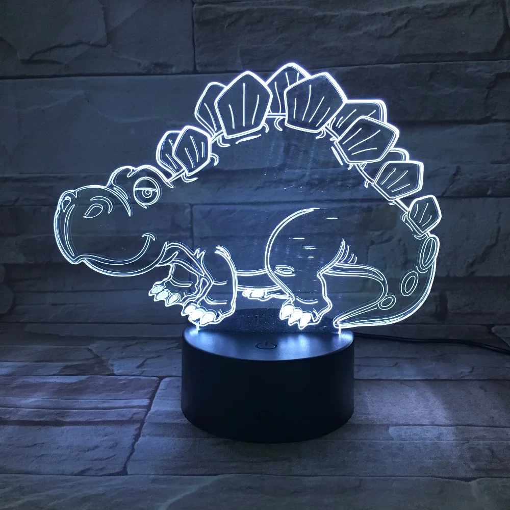 Динозавр 3D Цвет ful ночник 7 цветов Изменение стереоскопического визуальную иллюзию лампа USB 3AA Батарея светодиодный Декор свет подарок для
