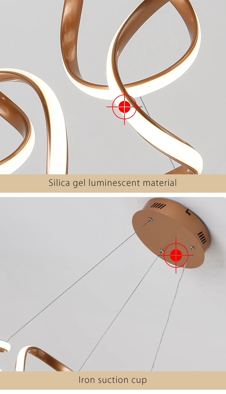 Модный подвесной светильник, современный светодиодный подвесной светильник для спальни, гостиной, столовой, Серый& Золотой& кофейный, домашний светодиодный подвесной светильник