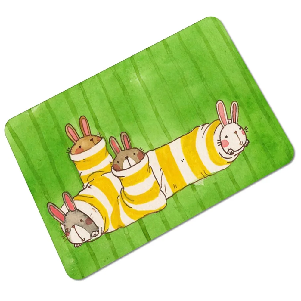 MDCT Cartoon Cat Rabbit Bunny Pattern Floor Mats Rugs Living Room