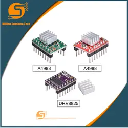 3D-принтеры Запчасти StepStick A4988 DRV8825 Драйвер шагового двигателя с радиатором несущей RepRap RAMPS 1,4 1,5 1,6 МКС GEN V1.4 доска