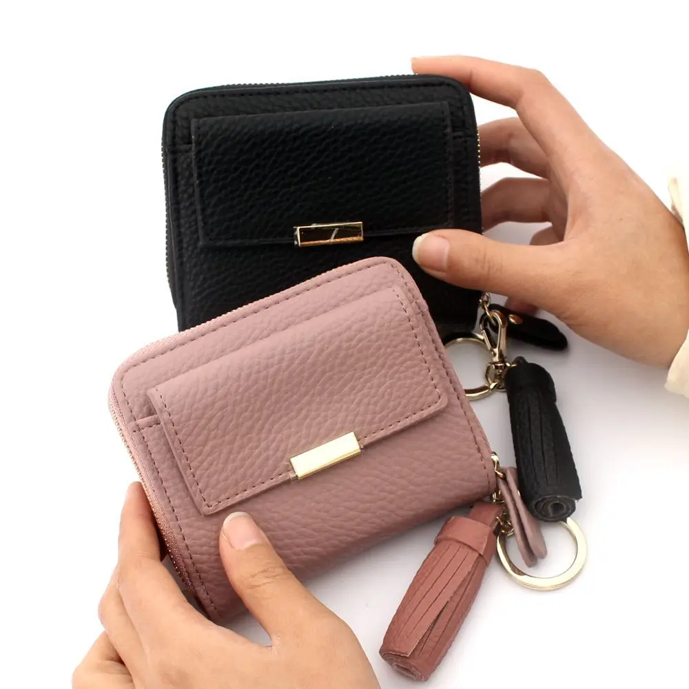 

BISON DENIM 100% Leather Women's Purse Zipper Coin Pocket Wallet Card Holder Female Money Bag Small carteira feminina N3276