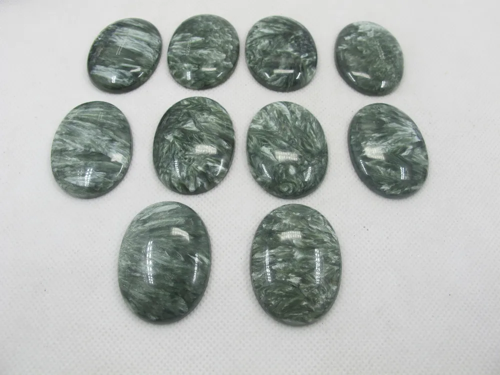42X26X5mm Oval Natural Seraphinite Nice Quality Cabochon Gemstone Seraphinite Loose Gemstone For Making Wire Wrapping Pendant