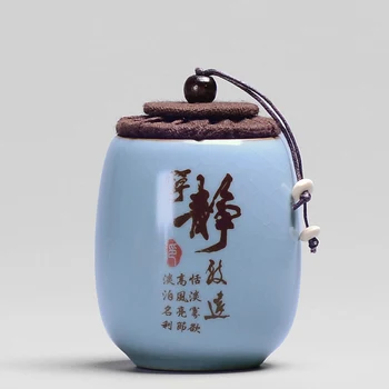 

Creative Tea Storage Jar Chinese Traditional Tea Bottle Blue Food Canister Coffee Sugar Box Crafts Seal Kitchen Container Tank