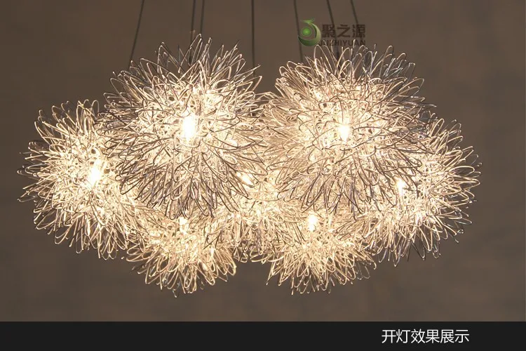 Мяч из алюминиевой проволоки светодиодный подвесной светильник Звездный шар подвесные лампы для столовой спальни ресторанов подвесной светильник Лофт огненный шар