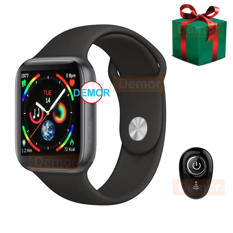 

DEMOR IWO 9 44mm GPS Smart Watch Series 4 Heart Rate Monitor Smartwatch for Apple iOS iPhone Headset Android Phone Earphone Gift