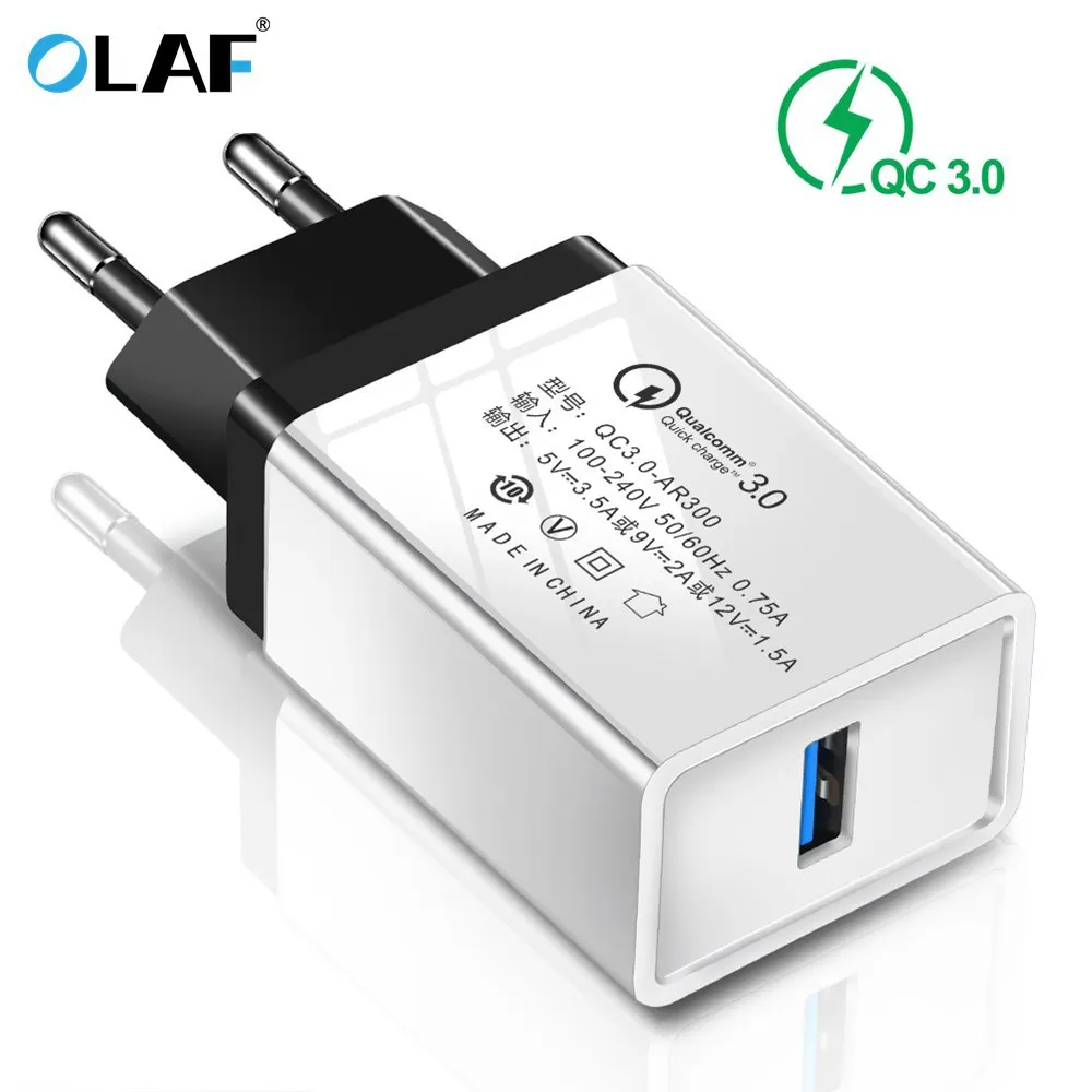Сетевое зарядное устройство Olaf USB 3 0 для iPhone X XS XR быстрая зарядка Samsung S9 S8 Xiaomi Huawei