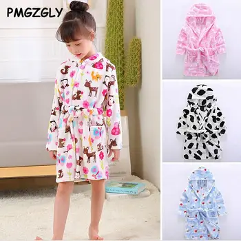 

Children's Bathrobes Kids Hooded Robe Baby Beach Bath Robe Kids Sleepwear Boy Girls Cartoon Bathrobe Teenager Flannel Bathrobes