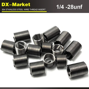 

1/4-28unf x2D , 100pcs , 304 stainless steel 1/4 unf thread inserts , sus304 wire thread repair fasteners