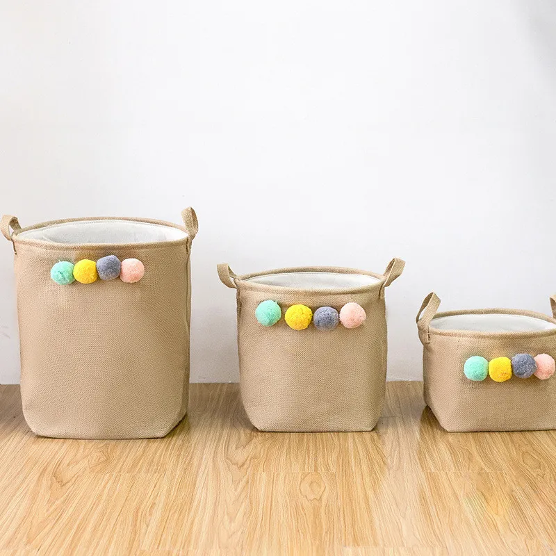2018 جديد منفوش كرات سلات تخزين نسيج الجوت القذرة سلة الغسيل سلة قابلة للطي للعب الملابس منظم تخزين المنزل 2018 جديد منفوش كرات سلات تخزين نسيج الجوت القذرة سلة الغسيل سلة قابلة للطي للعب الملابس منظم تخزين المنزل