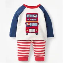 Прыжки метров Детские комплекты одежды для мальчиков аппликация из хлопка осенние Костюмы детская футболка+ комплект со штанами для мальчиков и девочек длинные рукава комплект из 2 предметов