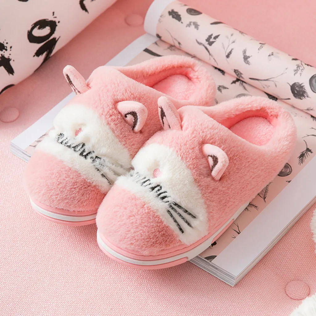 Детские тапочки; Детские теплые Нескользящие домашние тапочки с милым рисунком кота; домашняя обувь; chinelo pantuflas sapatinho de bebes